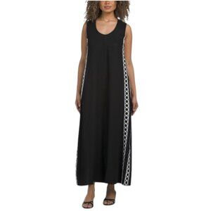 WHITE CLOSET Linen Blend Embroidered Maxi Dress